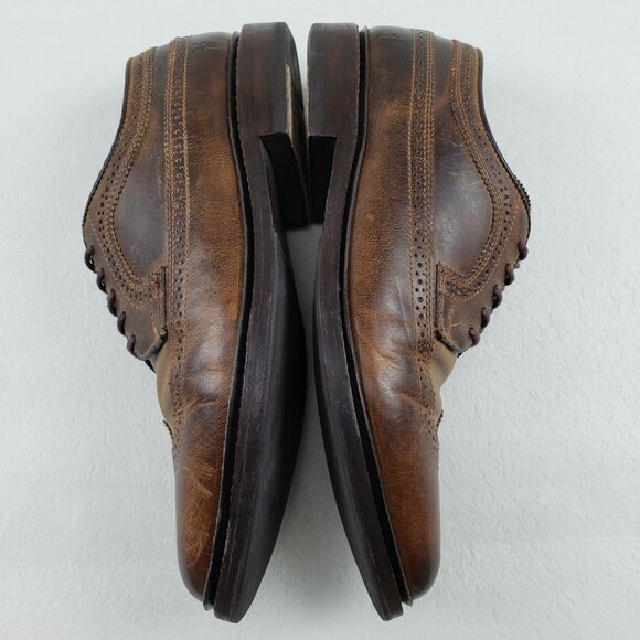Frye James Wingtip Oxford Shoe Mens 10 D Brown Leather Lace Up Dress Brogue - Picture 8 of 14